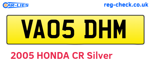 VA05DHM are the vehicle registration plates.