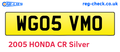 WG05VMO are the vehicle registration plates.