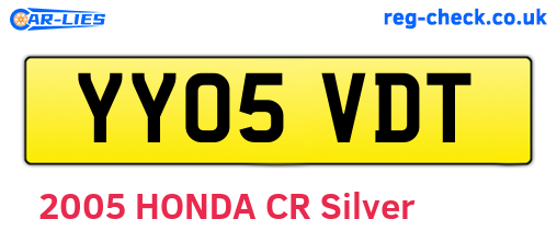 YY05VDT are the vehicle registration plates.