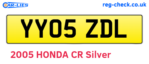 YY05ZDL are the vehicle registration plates.