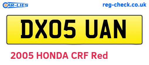 DX05UAN are the vehicle registration plates.