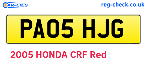PA05HJG are the vehicle registration plates.