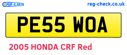 PE55WOA are the vehicle registration plates.