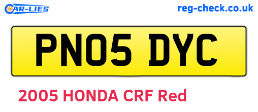 PN05DYC are the vehicle registration plates.