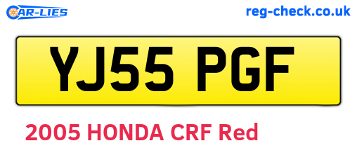 YJ55PGF are the vehicle registration plates.