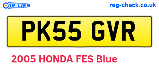 PK55GVR are the vehicle registration plates.