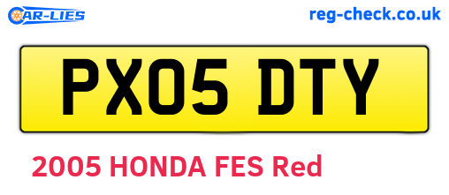 PX05DTY are the vehicle registration plates.