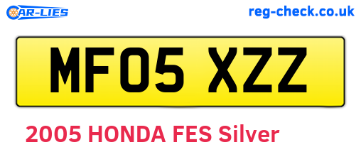 MF05XZZ are the vehicle registration plates.