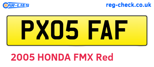 PX05FAF are the vehicle registration plates.