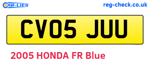 CV05JUU are the vehicle registration plates.
