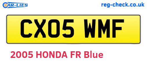 CX05WMF are the vehicle registration plates.