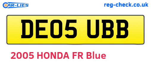 DE05UBB are the vehicle registration plates.