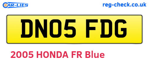DN05FDG are the vehicle registration plates.