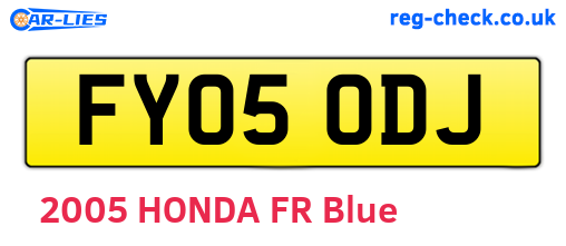 FY05ODJ are the vehicle registration plates.