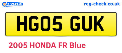 HG05GUK are the vehicle registration plates.