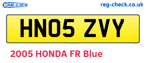 HN05ZVY are the vehicle registration plates.