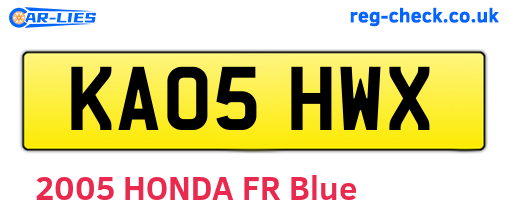 KA05HWX are the vehicle registration plates.