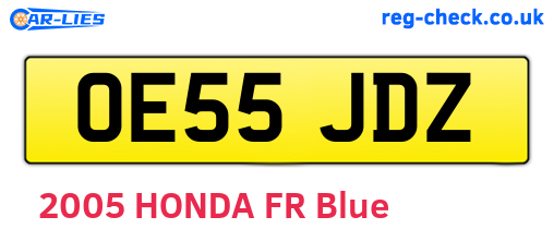 OE55JDZ are the vehicle registration plates.