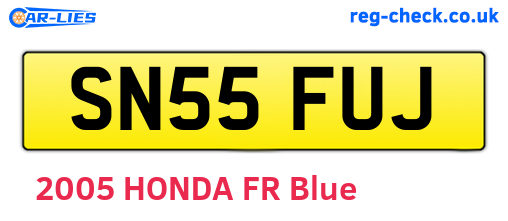 SN55FUJ are the vehicle registration plates.