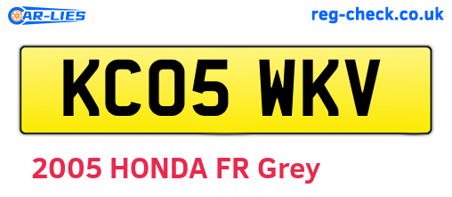 KC05WKV are the vehicle registration plates.