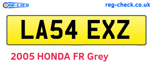 LA54EXZ are the vehicle registration plates.