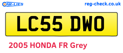 LC55DWO are the vehicle registration plates.