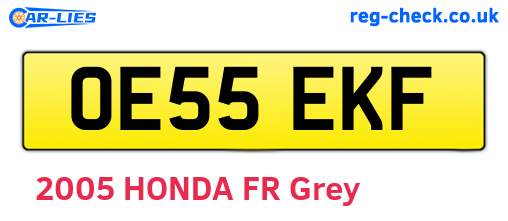 OE55EKF are the vehicle registration plates.