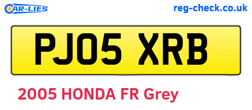 PJ05XRB are the vehicle registration plates.
