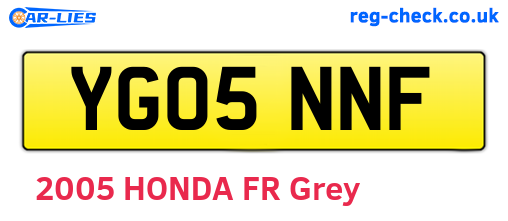 YG05NNF are the vehicle registration plates.