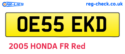 OE55EKD are the vehicle registration plates.