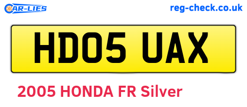 HD05UAX are the vehicle registration plates.