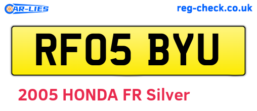 RF05BYU are the vehicle registration plates.