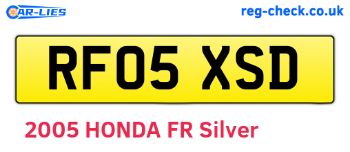 RF05XSD are the vehicle registration plates.