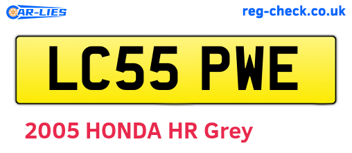 LC55PWE are the vehicle registration plates.