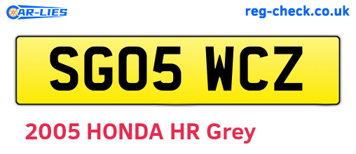 SG05WCZ are the vehicle registration plates.