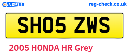 SH05ZWS are the vehicle registration plates.