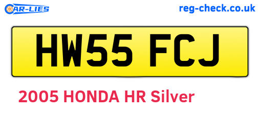 HW55FCJ are the vehicle registration plates.
