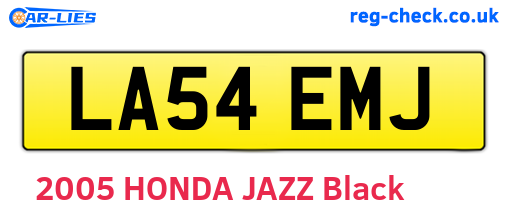 LA54EMJ are the vehicle registration plates.