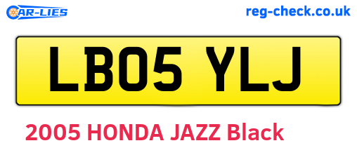 LB05YLJ are the vehicle registration plates.
