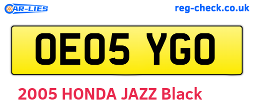 OE05YGO are the vehicle registration plates.