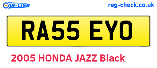 RA55EYO are the vehicle registration plates.