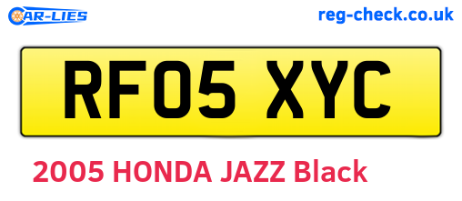 RF05XYC are the vehicle registration plates.