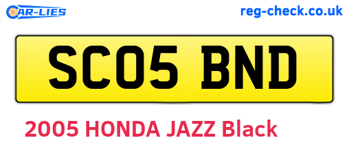 SC05BND are the vehicle registration plates.