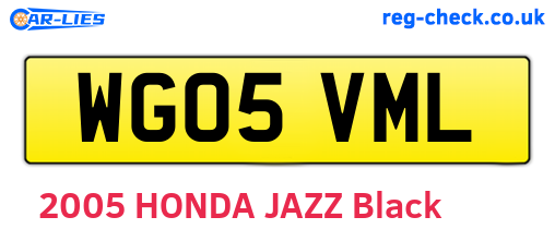 WG05VML are the vehicle registration plates.