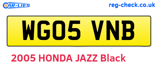 WG05VNB are the vehicle registration plates.