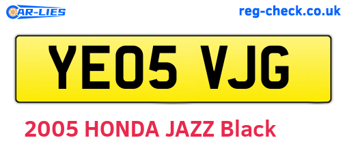 YE05VJG are the vehicle registration plates.