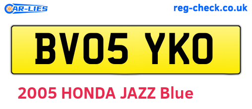 BV05YKO are the vehicle registration plates.