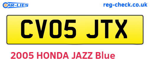 CV05JTX are the vehicle registration plates.