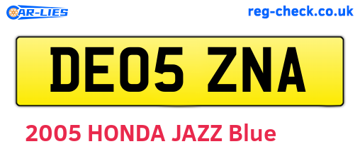 DE05ZNA are the vehicle registration plates.