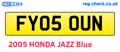 FY05OUN are the vehicle registration plates.